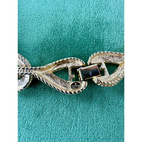 Vintage Givenchy Gold Tone with White Tear Drop Inset Collar Necklace 1980's - Picture 5 of 8